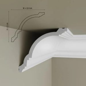 Cornisa decorativa din polimer rigid pentru tavan C18 - 11x12.4x200